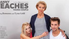 ”Grandma teaches a young couple the ways of steamy sex”