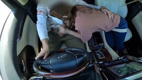 Married Asian COUGAR gives a hot sucking in a car