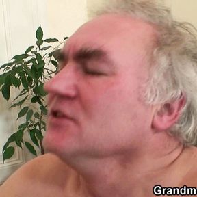 Very old granny family threesome fucking