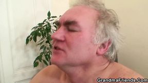 Very old granny family threesome fucking