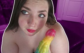Chubby BBW Fucks Herself with Monster Dildo