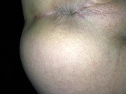 Throbbing perineum and asshole contractions close up while cumshot