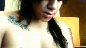 Tattooed emo webcam girl teases me with her perky teeny juggs