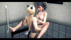 Animated Asian beauty gets fucked and creampied in uncensored 3D Japanese toilet scene