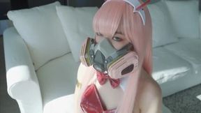 Zero Two in Red Bunny Costume and Fishnet Gets Fucked