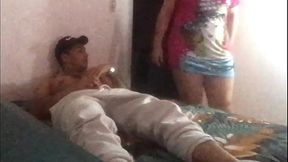 Stepbrother's wife stumbles on girlfriend's sexy self-sesh