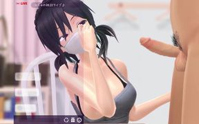 Hentai slut gives amazing oral while watching cartoons