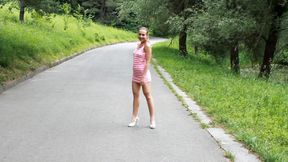 I Get Horny Walking in the Park and Masturbating My Wet Pussy  While My Stepbrother Records It