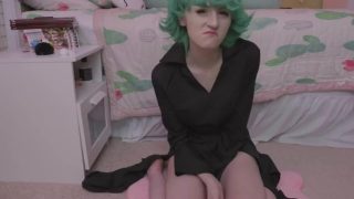 Tatsumaki from One Punch Man Cosplay Girl Riding Huge Bad Dragon Dildos