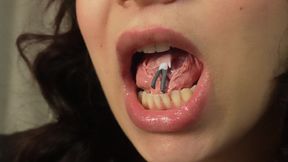 Giantess Stepsister Bubble Gum Trap Tiny Man Caught in Sticky Bubble