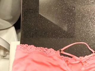 Cumming on my gfs sexy satin panties