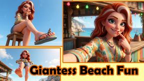 [STORY] Redhead Giantess Beach Fun Tiny Visitors Crushed Under Flip Flops Bare Feet