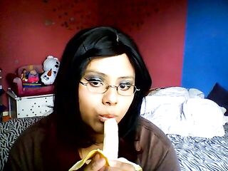 Me sucking on a banana