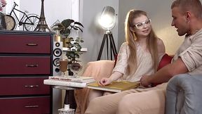 First-anal for nerdy teen Meow Miu