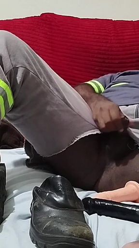 With My Torn Uniform Masturbating and Cumming in the Boot