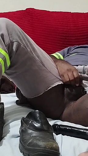 With My Torn Uniform Masturbating and Cumming in the Boot