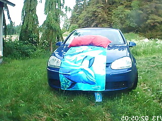 OUTDOOR ON CAR HOOD STRIP THICK LEGS FAT ASS WIDE CLOSE UP