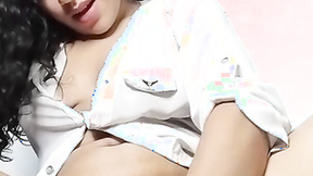 (long, 9:16) Latin 18+ Student  records a clip for her English Professor. Her cunt lips are wet & she rides Dildo