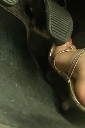 Driving in Tuscany's Hills in Golden Saldals Barefeet