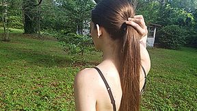 Showing Off My Gorgeous Ponytail Outside - SCENE 1 (4K - UHD 2160p MP4)