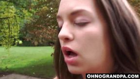 Brunette teen seduces old man's maid