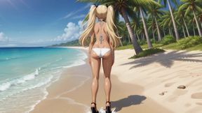 On the Beach with hot Nami - She play with her pussy