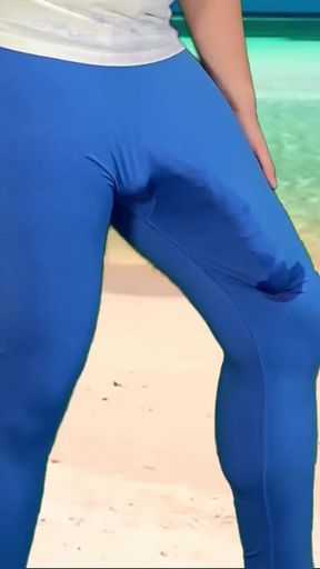 Monster cock hands free cumshot on the beach   Clip 1