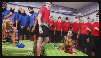 Cheerleader Gangbanged by Football Team – Intense Orgy