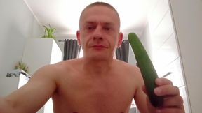 Putting a cucumber in your ass and mouth