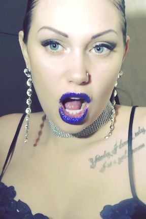 Glamorous blue glittery lips