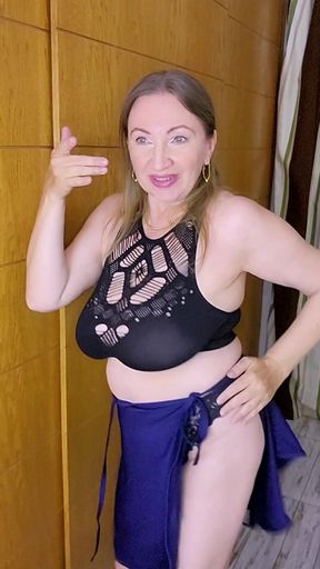 MILF Teasing by Huge Natural Boobs