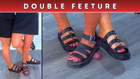 Flattening Your Face, Cock & Balls Under Our Platform Sandals - Cock Split Cam & Face Split Cam (216) - Double Feeture - Goddess Amber & Miss Lucy
