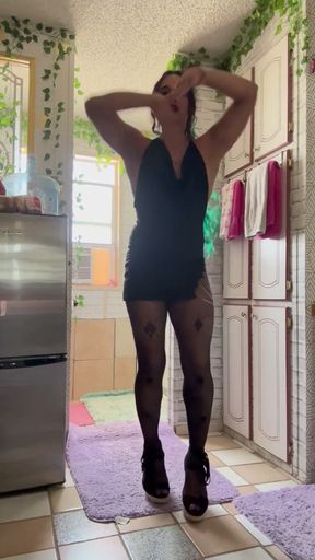 She's Not There Striptease in Stockings