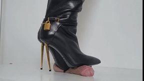 Lady Latisha - CBT Trample Board - Tom Ford Stiletto Boots - Close Up - UHD