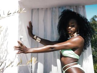 Small Ebony Voyeur Floozy Nicole Kitt Masturbating By The Pool Outdoors