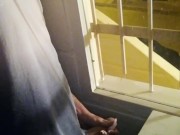Jerking Off My Big Uncut Cock Public On My Window Till I Cum - Camilo Brown
