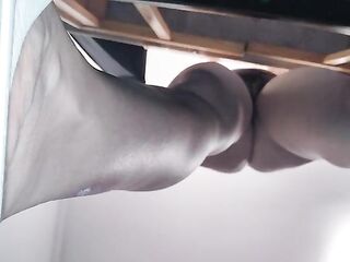 Hawt wife does housework undressed. Brunettey vagina, large butt, large breasts.