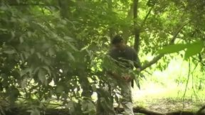 Exhib sex near a river with dildo