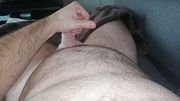 Chubby hairy fat man cumshot on his belly