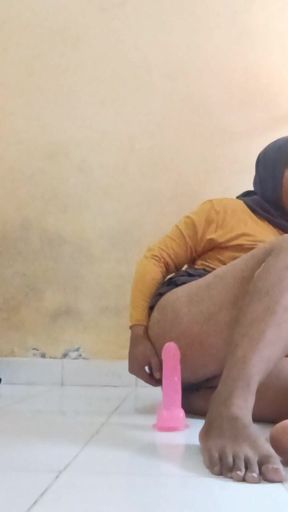 Crossdresser Riding Her Own Dildo.