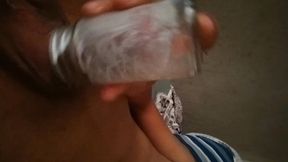 Soaking Cock in Cream to Pull the Goose's Neck in My Room with a Glass Vagina