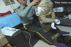 Horny male in crazy bdsm, uniform homosexual porn clip
