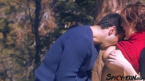 Busty Amateur Enjoys The Doggystyle Position In The Mountains