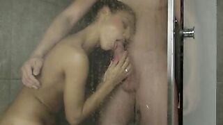 Apolonia Lapiedra joins Alberto Blanco into the shower for some 1 on 1 time with her gf. Gets down on