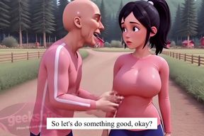 (Kak Ros, HD, Part2) ugly man wants to kiss sex with hot big breasts stepsister again outside