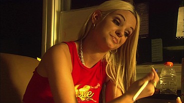 Dee is always down in the basement trying to find horny dudes to fuck, and today she's lucky