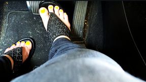 Sparkle Sandals Pedal Pumping with Yellow Pedicure