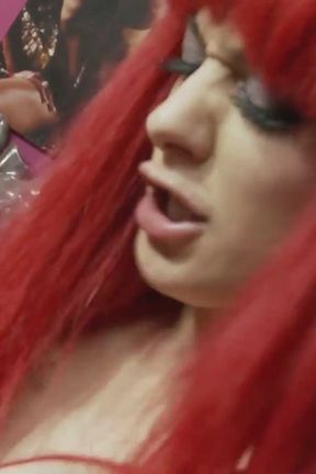 Anal threesome, busty redhead girl fucks