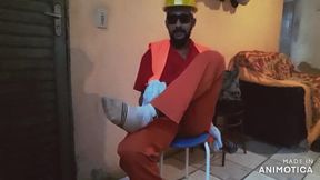 Worker is smoking