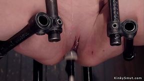 Tie-up brunette slave takes hard whipping in dark dungeon